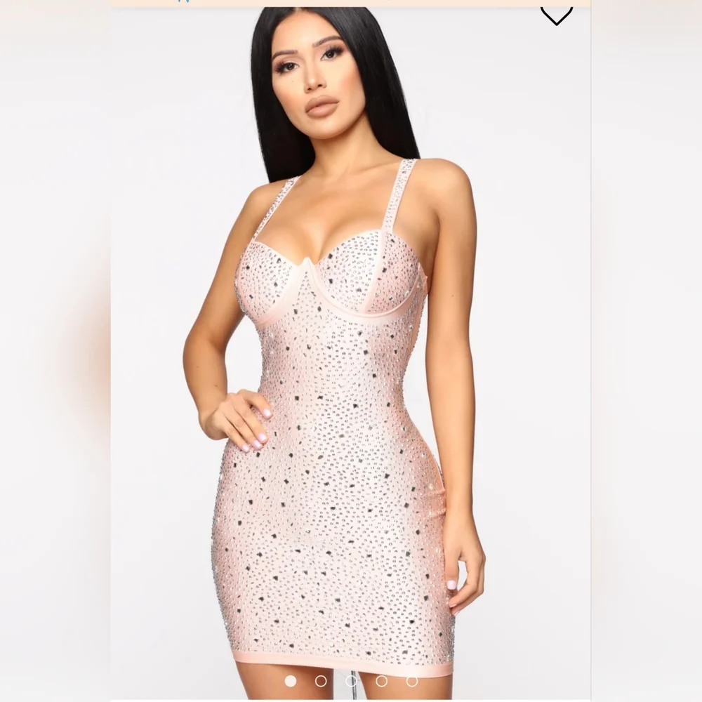 Fashion Nova Pink Sparkle Mini Dress - Picture 1 of 3